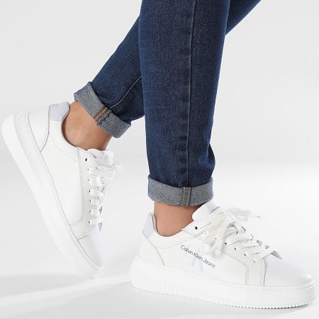 Calvin Klein - Donna Chunky Cupsole Mono Leather 0823 Bright White Plein Air Sneakers