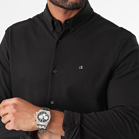 Calvin Klein - Camicia a maniche lunghe in jersey piqué 3311 nero