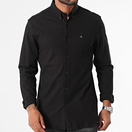 Calvin Klein - Camicia a maniche lunghe in jersey piqué 3311 nero