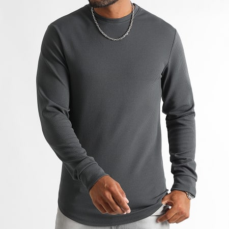 LBO - Textured Long Sleeve Tee Waffle 1416 Gris marengo