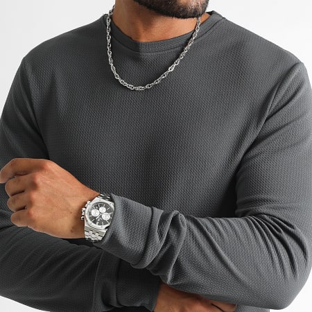 LBO - Textured Long Sleeve Tee Waffle 1416 Gris marengo