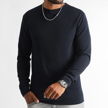 LBO - Textured Long Sleeve Tee Waffle 1419 Azul Marino