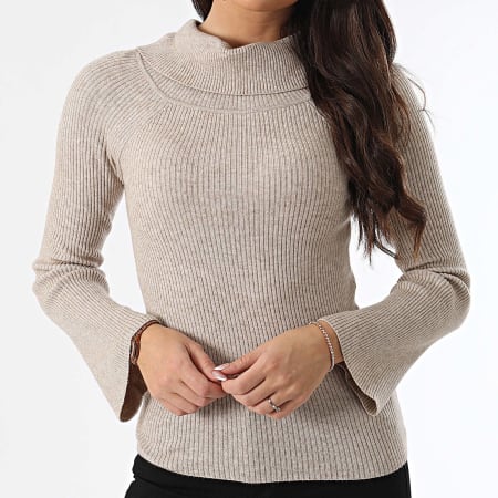 Only - Jersey Jayden Beige Moteado Cuello Barco Mujer