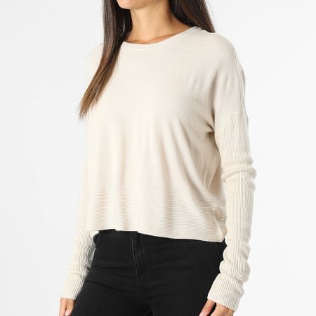 Only - Jersey de mujer Sun Beige Crop Sweater