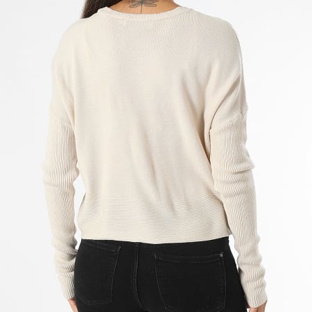 Only - Jersey de mujer Sun Beige Crop Sweater