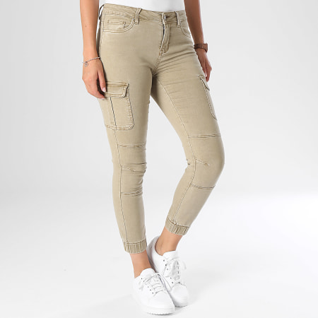 Only - Pantalones cargo ajustados Missouri Beige, mujer