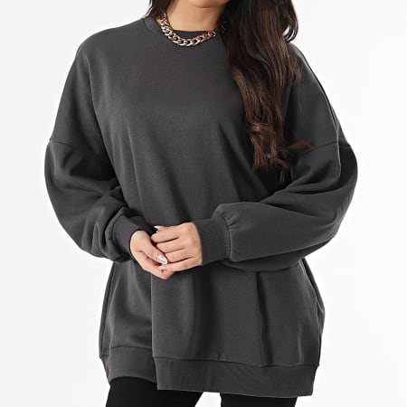 Only - Dames Sweatshirt met oversized col Daze Antraciet Grijs