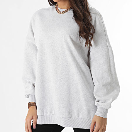 Only - Sudadera oversize de cuello redondo para mujer Daze Light Heather Grey