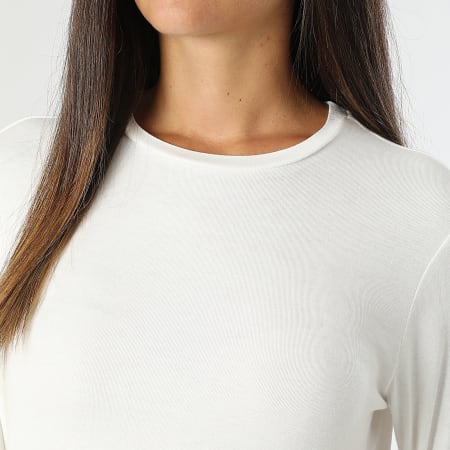 Only - Tee Shirt Manches Longues Femme Como Beige Clair