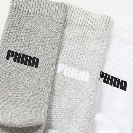 Puma - Lote de 6 pares de calcetines 701229512 Blanco Light Heather Grey Dark Heather Grey Negro