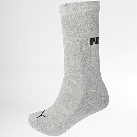 Puma - Lote de 6 pares de calcetines 701229512 Blanco Light Heather Grey Dark Heather Grey Negro