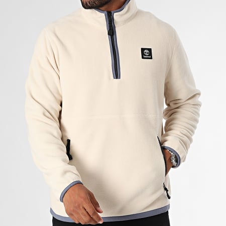 A65WK Sudadera con cuello de cremallera de forro polar beige