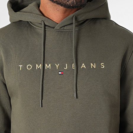 Tommy Jeans - Felpa con cappuccio Linear Gold 0503 Khaki Verde Oro