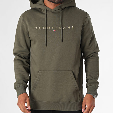 Tommy Jeans - Lineair Goud Hoodie 0503 Khaki Groen Goud