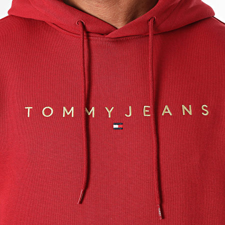 Tommy Jeans - Sudadera con capucha Linear Gold 0503 Bordeaux Gold