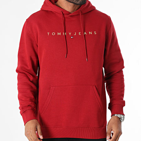 Tommy Jeans - Sudadera con capucha Linear Gold 0503 Bordeaux Gold