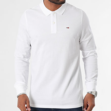 Tommy Jeans - Polo Manches Longues Slim Placket 8309 Blanc