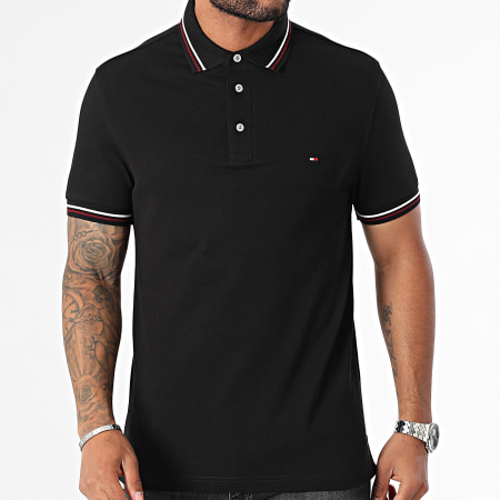 Tommy Hilfiger - Polo Slim Fit Tipped Manga Corta 7346 Negro