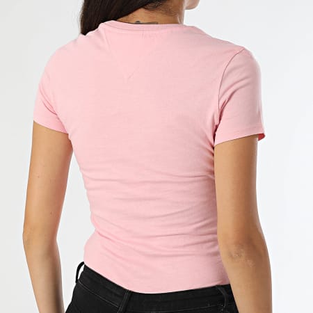 Tommy Jeans - Camiseta de mujer Linear Slim Tee 8785 Rosa