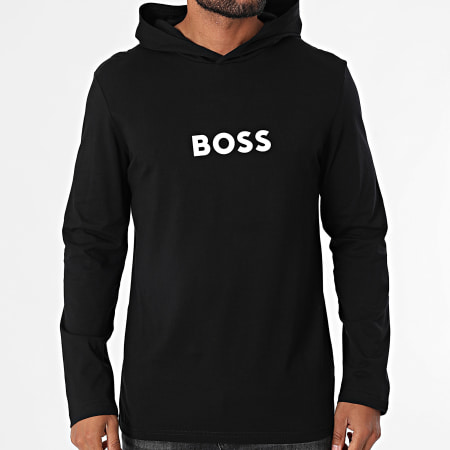 BOSS - T-shirt met lange mouwen en capuchon 50524623 Zwart