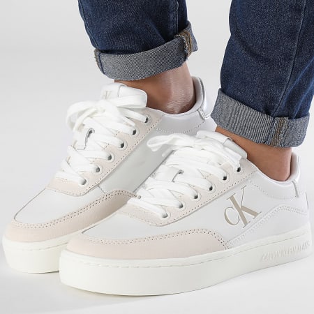 Calvin Klein - Classic Cupsole Laag 1585 Helder Wit Crèmewitte Damessneakers