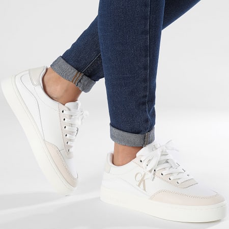 Calvin Klein - Classic Cupsole Laag 1585 Helder Wit Crèmewitte Damessneakers