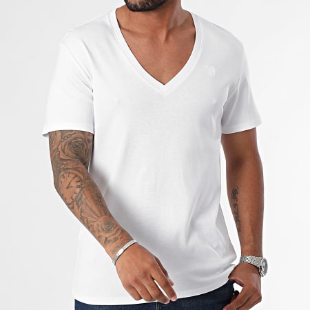 G-Star - Lot De 2 Tee Shirts Col V D25500-124 Blanc