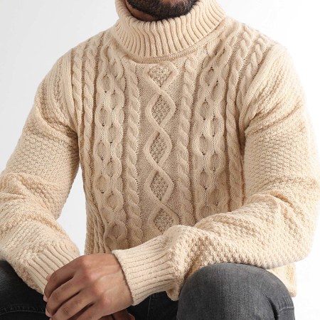 LBO - Pull Col Roulé Torsades 1437 Beige