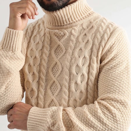 LBO - Pull Col Roulé Torsades 1437 Beige