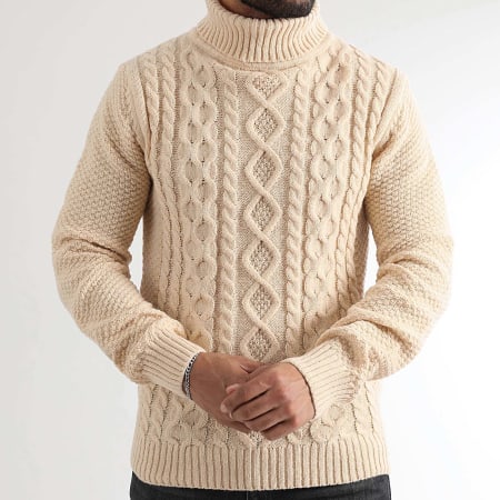 LBO - Pull Col Roulé Torsades 1437 Beige
