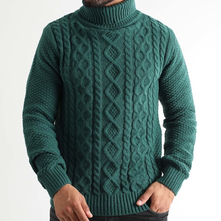 LBO - 1439 Camisola com gola redonda torcida verde-garrafa