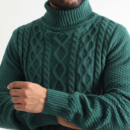 LBO - 1439 Camisola com gola redonda torcida verde-garrafa