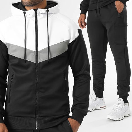 LBO - Ensemble De Survetement Tricolore 0243 Noir Blanc Gris Anthracite
