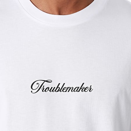 Luxury Lovers - Oversize Tee Shirt Large Troublemaker Hooligan Blanco