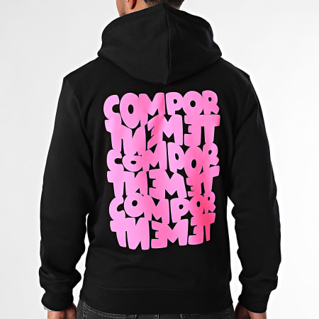 Comportement - Bubble Hoodie Zwart Roze Fluo