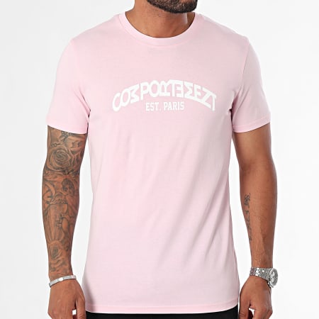 Comportement - T-shirt Est. Parijs Roze Wit