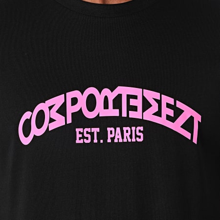 Comportement - Maglietta Est. Parigi Nero Rosa Fluo