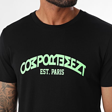 Comportement - Maglietta Est. Parigi Nero Verde Fluorescente