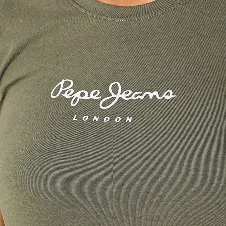 Pepe Jeans - Dames Slim T-shirt New Virginia Green Khaki