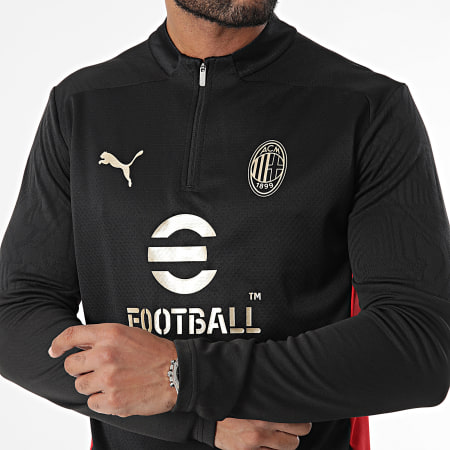 Puma - AC Milan Training 1/4 Zip Top 777501 Nero Rosso Felpa con collo a zip