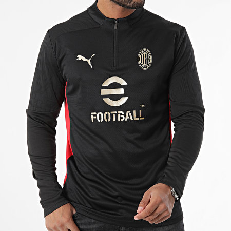 Puma - AC Milan Training 1/4 Zip Top 777501 Nero Rosso Felpa con collo a zip