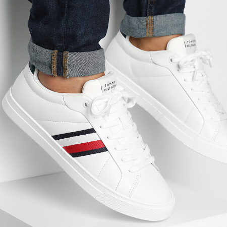 Tommy Hilfiger - Icon Court Piel Rayas 5163 Zapatillas Ancient White