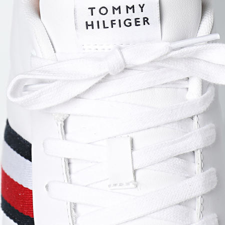 Tommy Hilfiger - Icon Court Leren Strepen 5163 Witte Sneakers