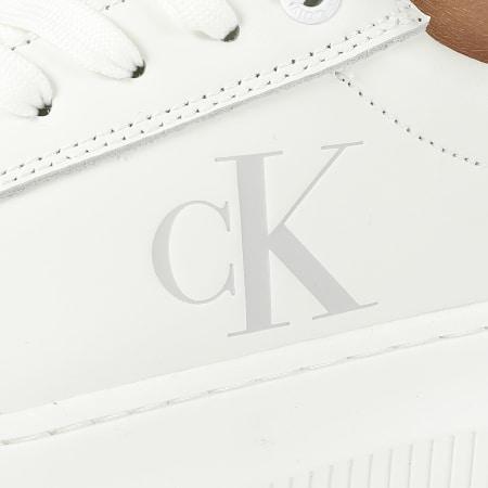 Calvin Klein - Vrouwen Chunky Cupsole Lace Up Leer 1687 Helder Wit Zilver Sneakers