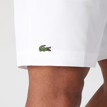 Lacoste - Pantalón Corto Jogging Diamond Logotipo Bordado Cocodrilo Blanco