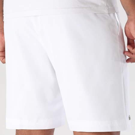 Lacoste - Pantalón Corto Jogging Diamond Logotipo Bordado Cocodrilo Blanco