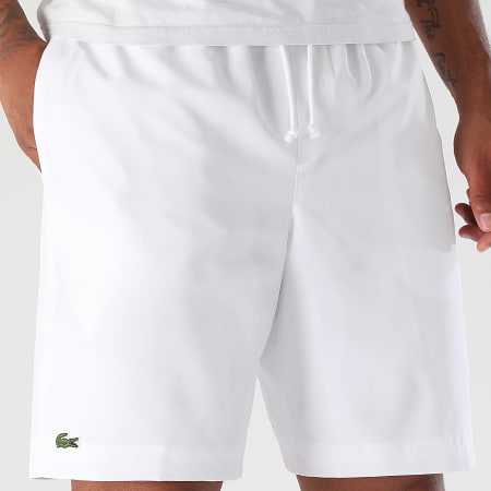 Lacoste - Pantalón Corto Jogging Diamond Logotipo Bordado Cocodrilo Blanco