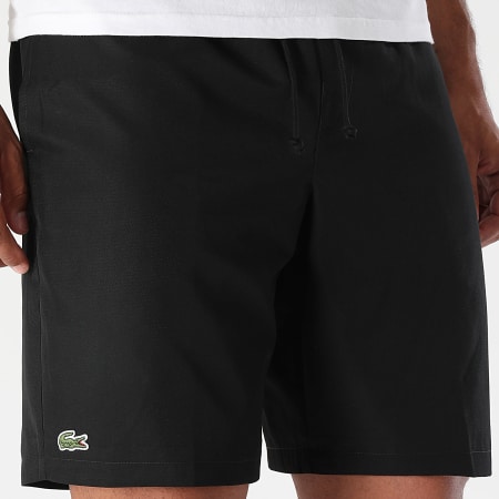 Lacoste - Pantalones cortos Jogging Logo Diamond Cocodrilo Bordado Negro