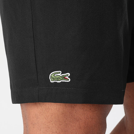 Lacoste - Diamond Logo Geborduurde Krokodil Joggingshort Zwart