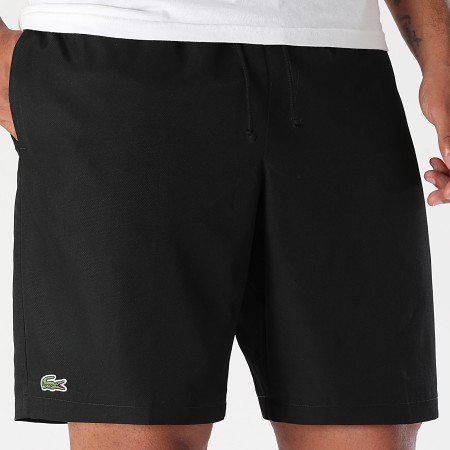 Lacoste - Pantalones cortos Jogging Logo Diamond Cocodrilo Bordado Negro